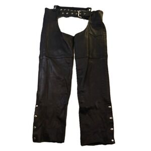 UNIK Ultra Mens 2XS Motorcycle Chaps Black Leather Buckle Lace Up Biker Riding